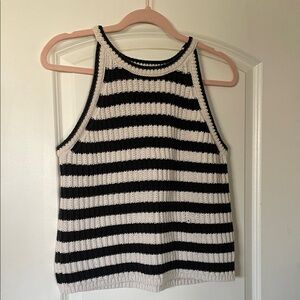a new day Black & White Striped Ribbed Tank Sweater